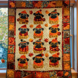 Cobertor Almofadado Pugs de Outono | Beleza Atemporal