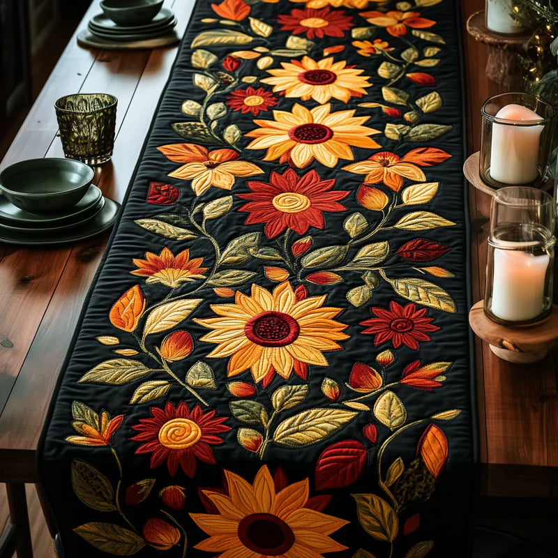 Caminho de mesa acolchoado - Girassóis de Outono