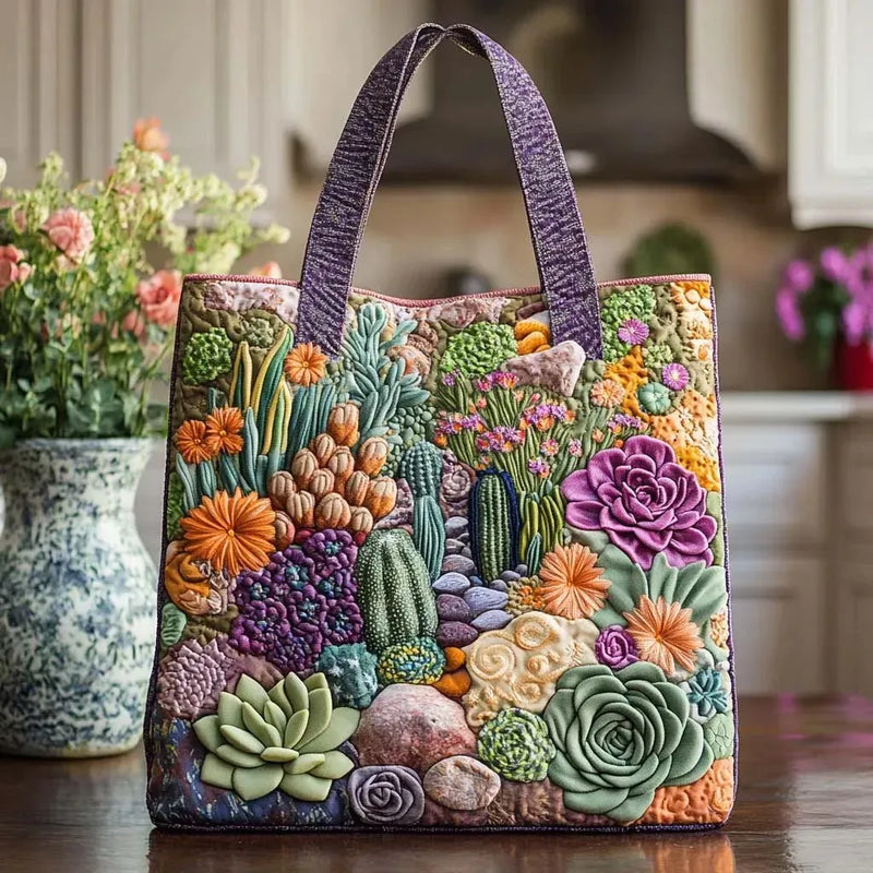 Bolsa Artesanal Jardim de Suculentas | Vida que Persiste