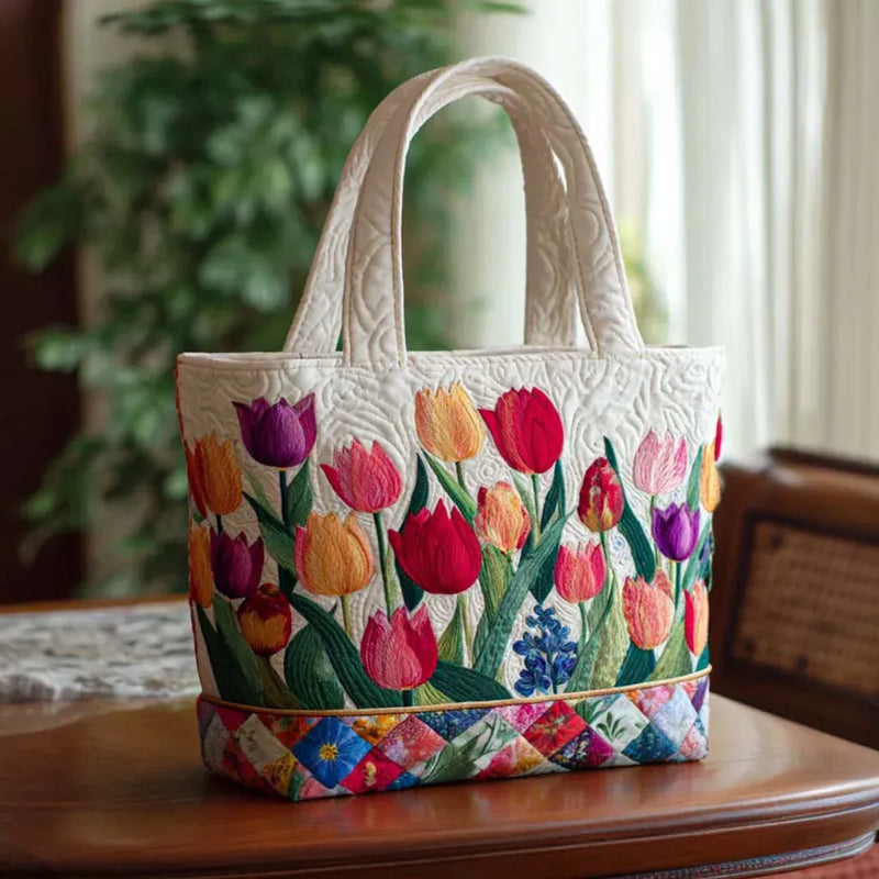 Bolsa Estofada Jardim de Tulipas | Cores da Primavera