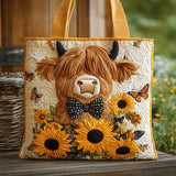 Bolsa Acolchoada Vaca das Terras Altas com Girassóis | Charme Rural