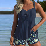 Conjunto de Tankini Listrado com Calções de Banho