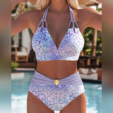 Estampado Sexy de Bikini com Alças Neckholder