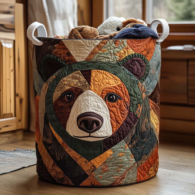 Cesta de Roupa Pegadas de Urso | Cesta de Lavandaria Feita à Mão