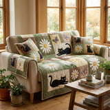 Almofada de Sofá Estampada com Gatos e Flores | Elegância em Flor