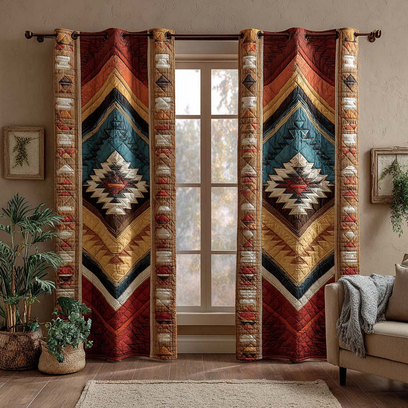 Cortinas Acolchoadas Tribais Mesa Azul | Espírito Tribal Autêntico