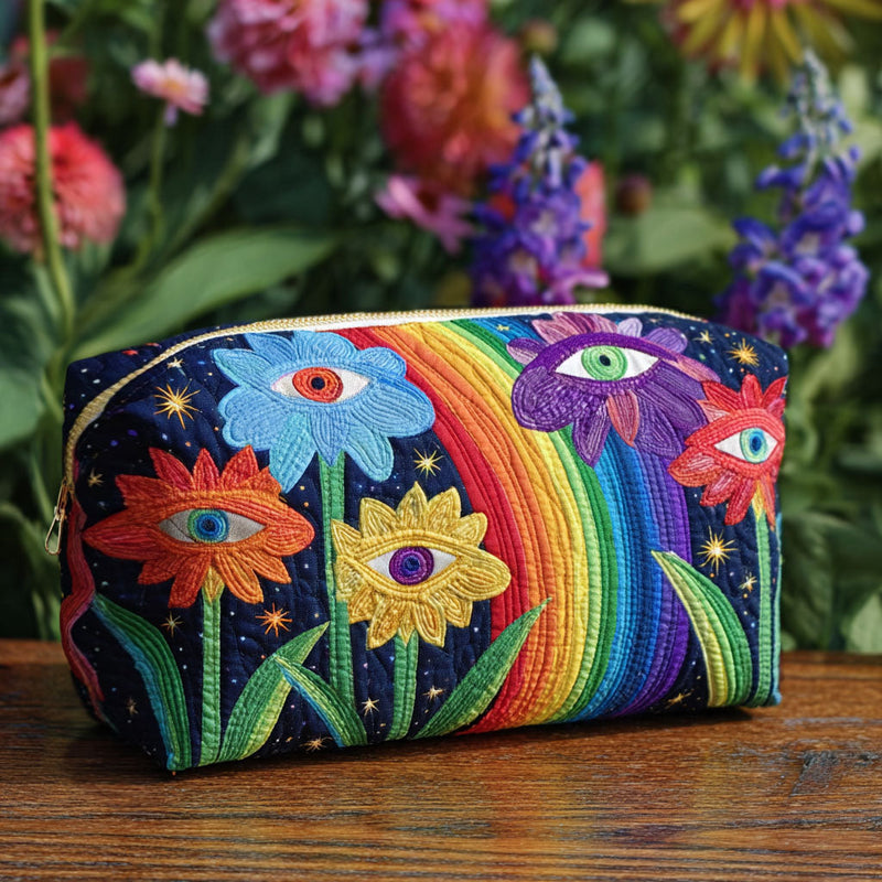 Bolsa de Beleza Estampada com Cogumelos Boho | Nostalgia Elegante