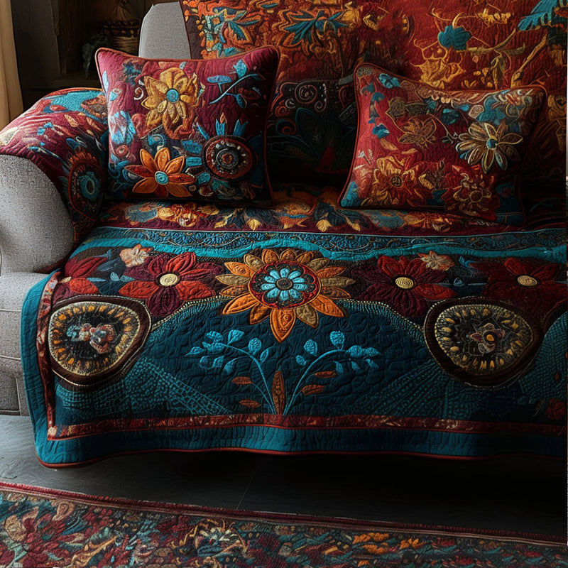 Quilted Boho Sofa Cover | Charme Único