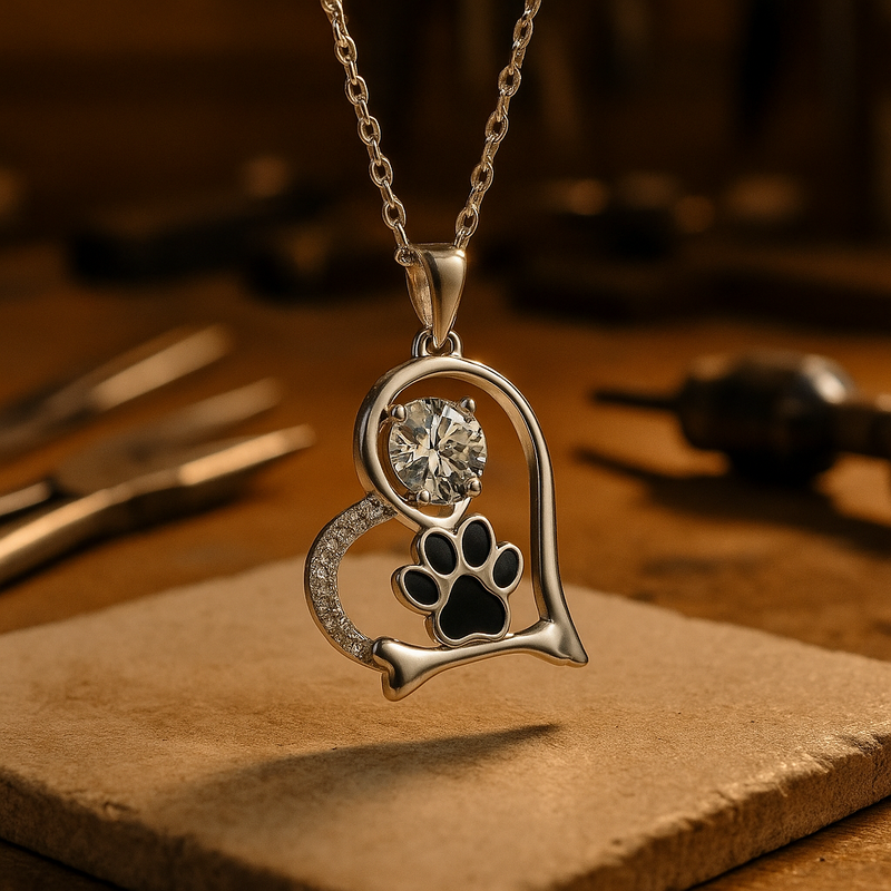 Colar de Pegada Sentida com Zircônia - Para Amantes de Cães
