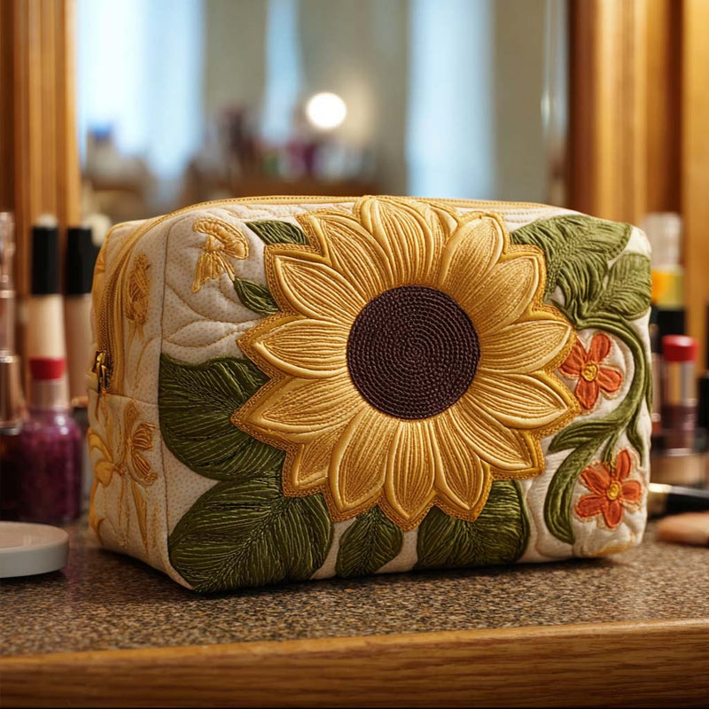 Necessaire Estofada com Flor Brilhante | Luz Dourada