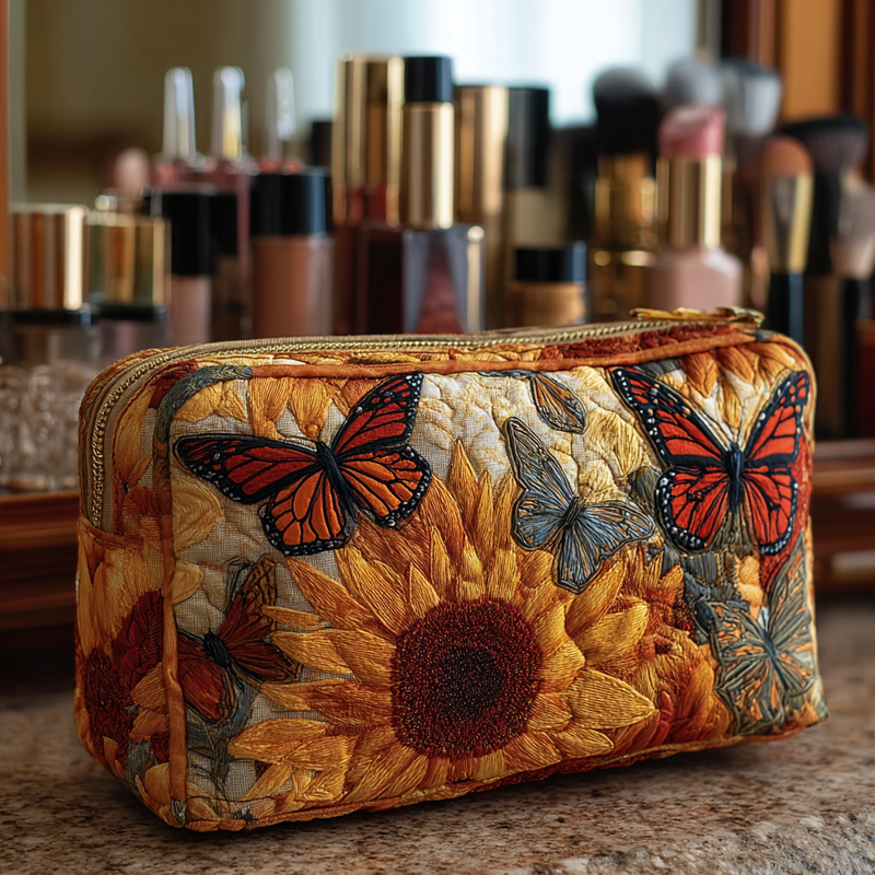 Necessaire acolchoada com padrão azul | Elegância que Perdura