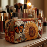 Estojo de Beleza Quilted com Delicadas Borboletas | Delicadeza Alada