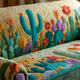 Copridivano Quilted com Cactos ao Pôr do Sol | Detalhe que Emociona