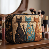Beauty Case Acolchoado com Design de Gato Harmonioso | Mistério Encantador