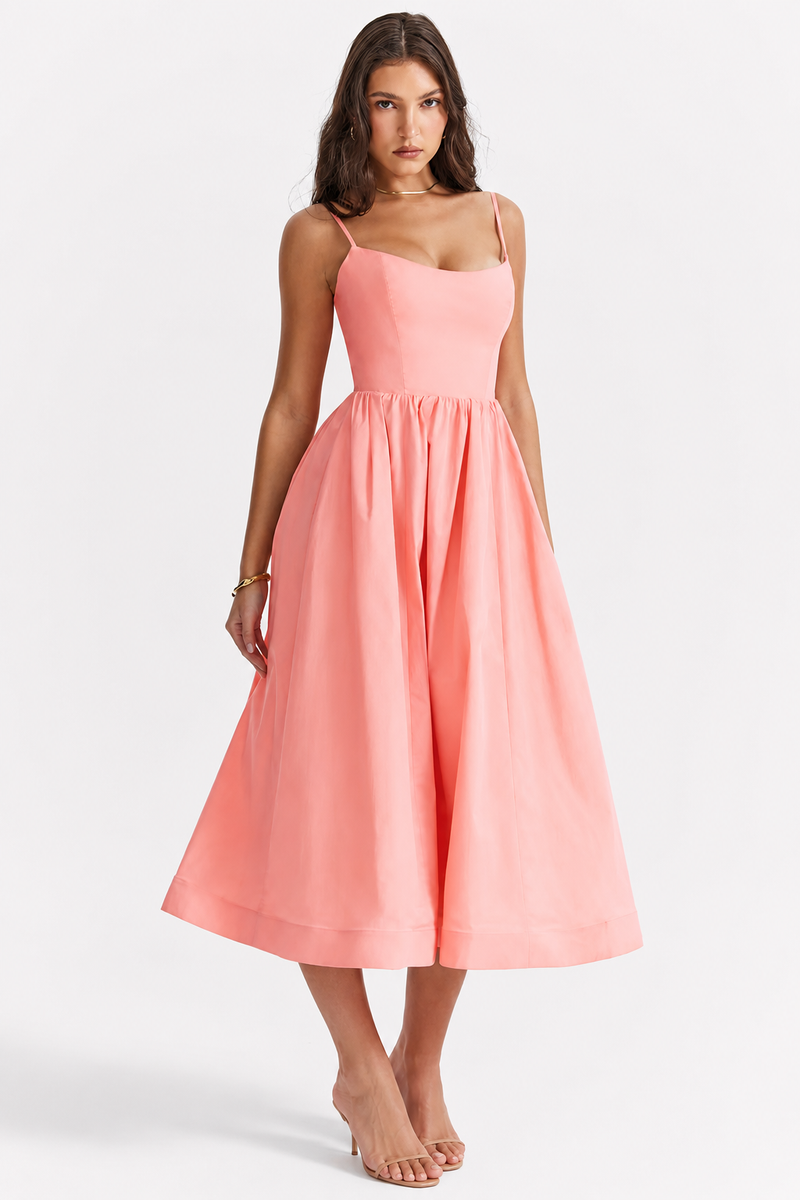 Estela | Elegante Vestido Midi de Corpete de Verão