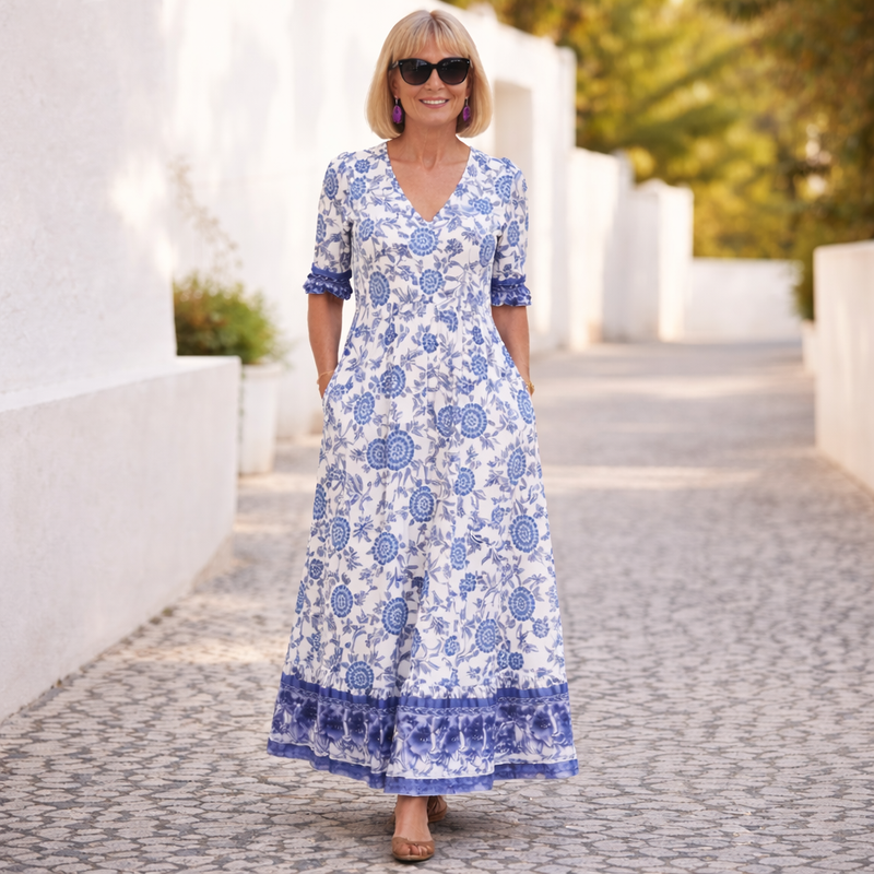 Juana | Vestido Elegante con Estampado Floral y Sensación Fresca