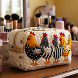 Estojo de Beleza Quilted com Estampa de Galinha Tenra | Alegria da Quinta