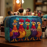 Necessaire acolchoada com estampa de galinha e corações | Alegria da Quinta