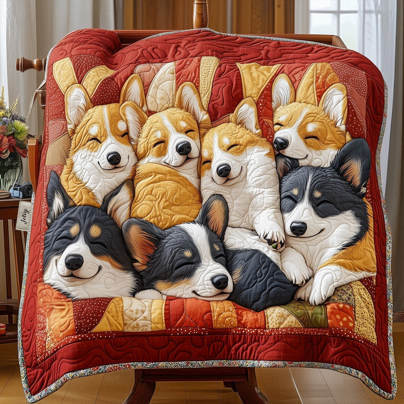 Cobertor Acolchoado Turma de Corgis Fofinhos | Charme Único