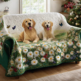 Almofada de Sofá Estampada com Golden Retriever e Margaridas | Resplendor Suave
