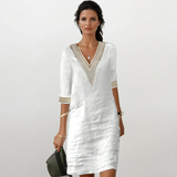 Mariana - Vestido de mulher de algodão e linho
