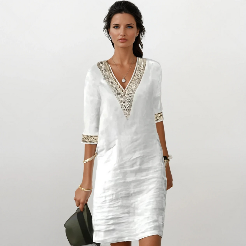 Mariana - Vestido de mulher de algodão e linho