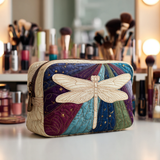 Necessaire Estofada com Estampa de Jardim de Libélulas | Delicadeza Alada