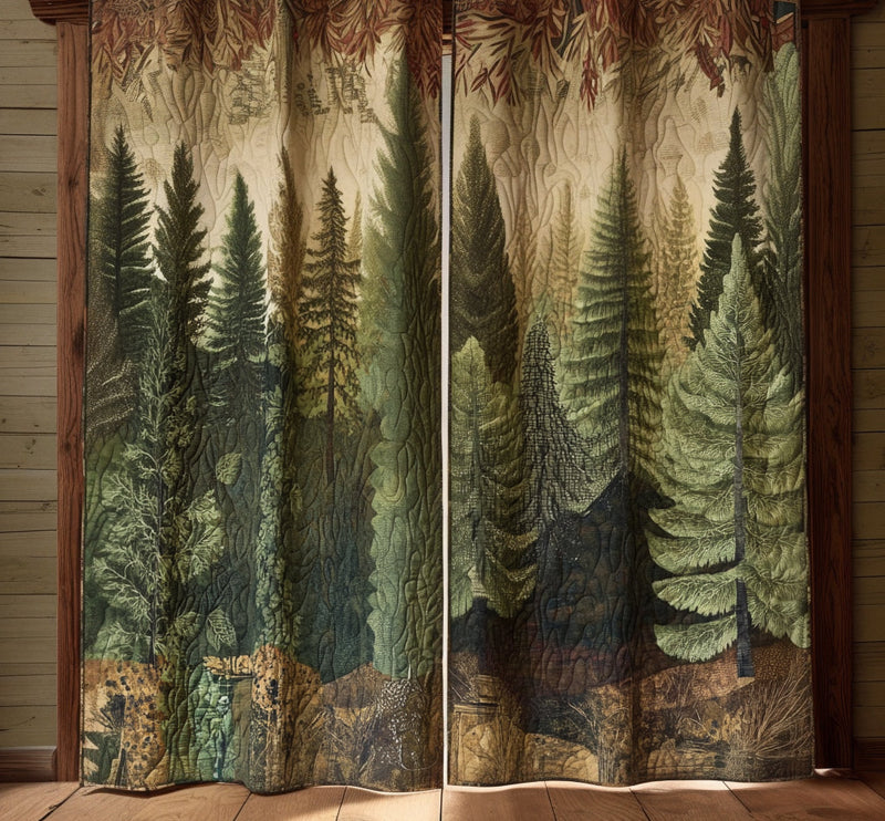 Cortinas Almofadadas Caminho Sempre-Verde | Serenidade da Natureza
