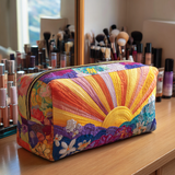 Necessaire Estofada com Estampa de Flores ao Amanhecer | Elegância em Flor