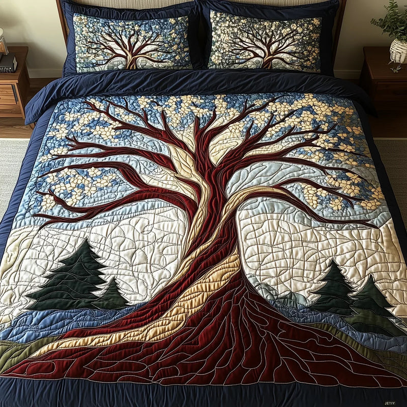 Conjunto de cama acolchoado de 3 peças - Harmonia da Floresta