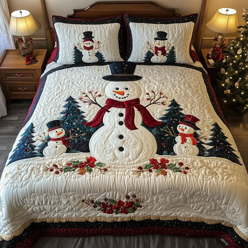 Conjunto de Cama Acolchoado de 3 Peças - Amigos da Neve