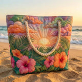 Bolsa de Praia Feita à Mão | Amanhecer Tropical