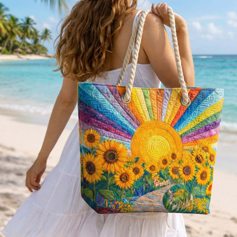 Bolso de Praia Feito à Mão | Sol Arco-íris