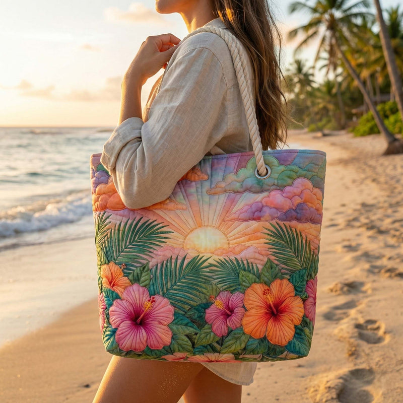 Bolsa de Praia Feita à Mão | Amanhecer Tropical