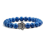 Pulseira de pedra natural com pendente de pata de animal – Pulseira elástica de contas para homens e mulheres