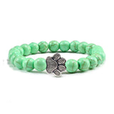 Pulseira de pedra natural com pendente de pata de animal – Pulseira elástica de contas para homens e mulheres