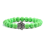 Pulseira de pedra natural com pendente de pata de animal – Pulseira elástica de contas para homens e mulheres