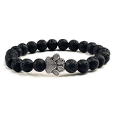 Pulseira de pedra natural com pendente de pata de animal – Pulseira elástica de contas para homens e mulheres