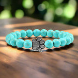 Pulseira de pedra natural com pendente de pata de animal – Pulseira elástica de contas para homens e mulheres