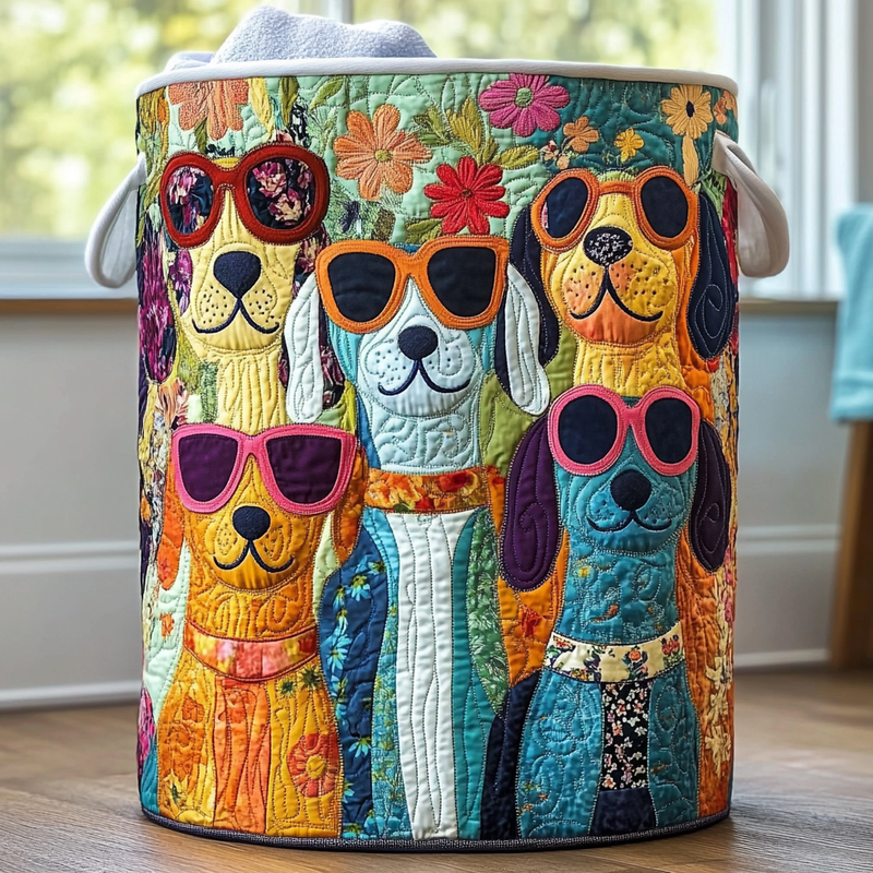 Cães Felizes | Cesta de Roupa Feita à Mão