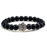 Pulseira de pedra natural com pendente de pata de animal – Pulseira elástica de contas para homens e mulheres