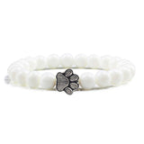 Pulseira de pedra natural com pendente de pata de animal – Pulseira elástica de contas para homens e mulheres