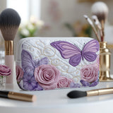 Elegante Beauty Case Trapuntado em Lavanda | Beleza Atemporal