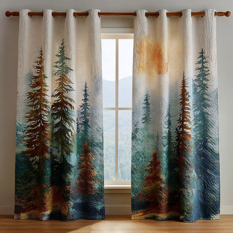 Cortinas Acolchoadas Bosque Enevoado | Mistério da Natureza