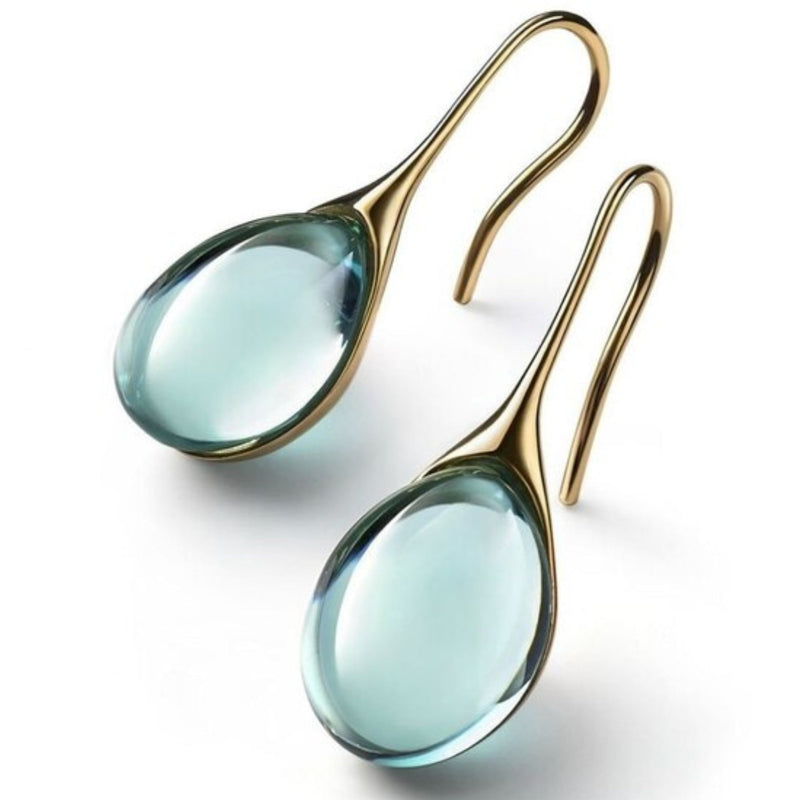 Brincos de Gota de Cristal em Ouro e Prata