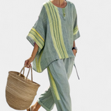 Lorena | Conjunto Boho de Linho e Bambu, Elegante Lavanda