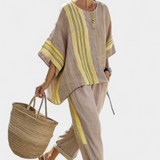 Lorena | Conjunto Boho de Linho e Bambu, Elegante Lavanda