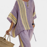 Lorena | Conjunto Boho de Linho e Bambu, Elegante Lavanda