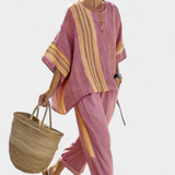 Lorena | Conjunto Boho de Linho e Bambu, Elegante Lavanda