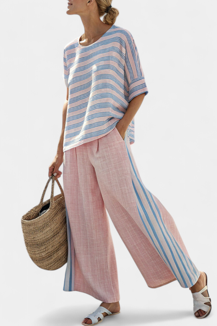 Cecília | Conjunto de tela de bambu Daisy em cor rosa